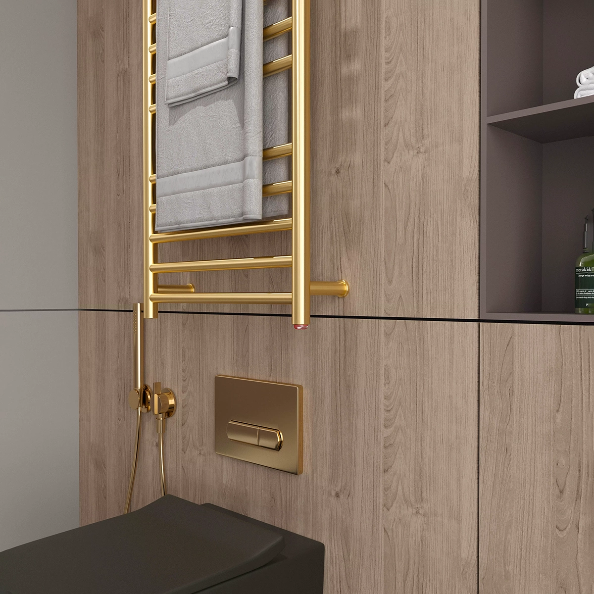 Détail sèche-serviettes électrique Malaga doré